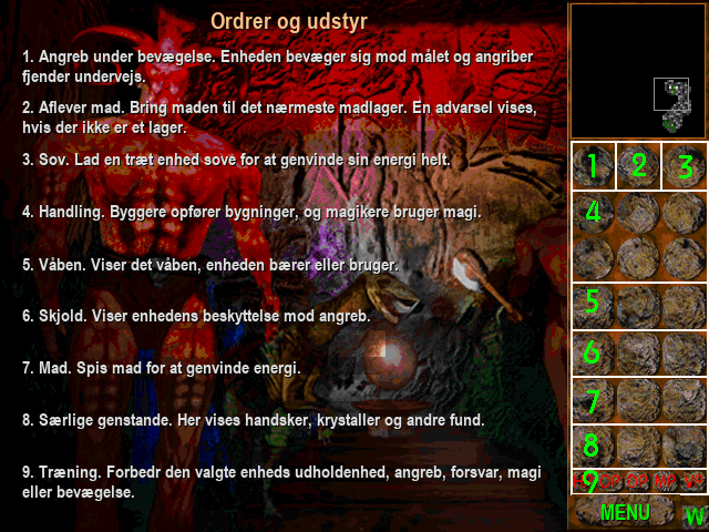 Danish orders and equipment guide translated within Jurassic War's illustrated help page